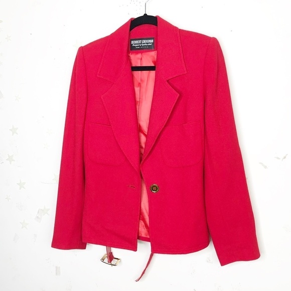 HERBERT Grossman red tailored wool belted jacket - Picture 3 of 11
